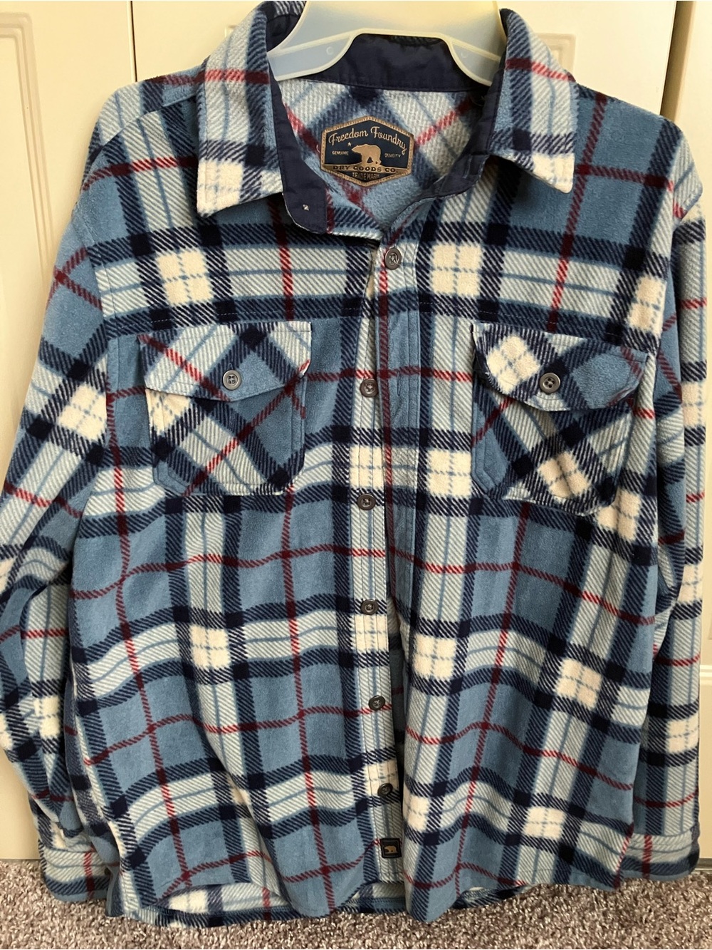 Freedom Foundry Men's Blue Plaid Flannel Button-Down Shirt